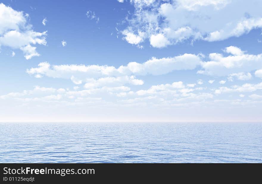 Beautiful summer seascape. 3d image. Beautiful summer seascape. 3d image