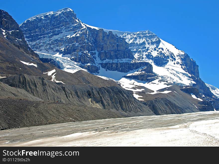 Snow mountain near Columbia Glacier in Rockies Icefield National Park