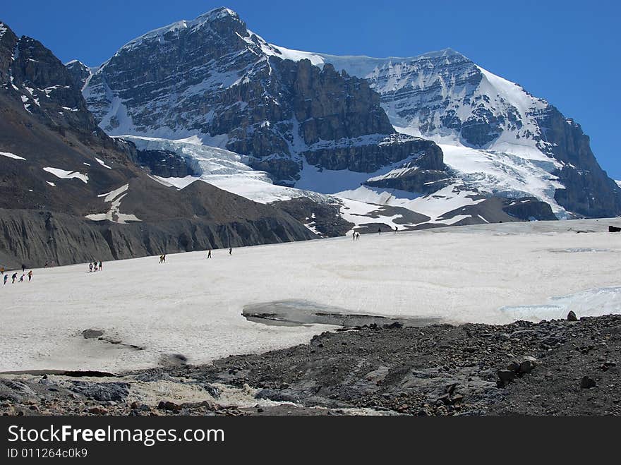 Snow mountain near Columbia Glacier in Rockies Icefield National Park