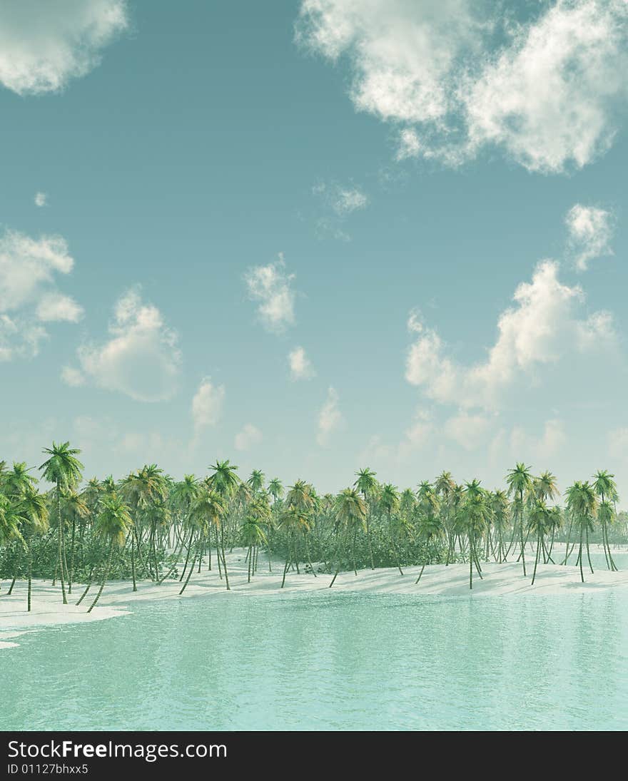 Beautiful dream island. 3d image