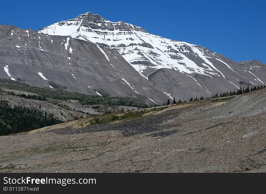 Rocks and snow mountain