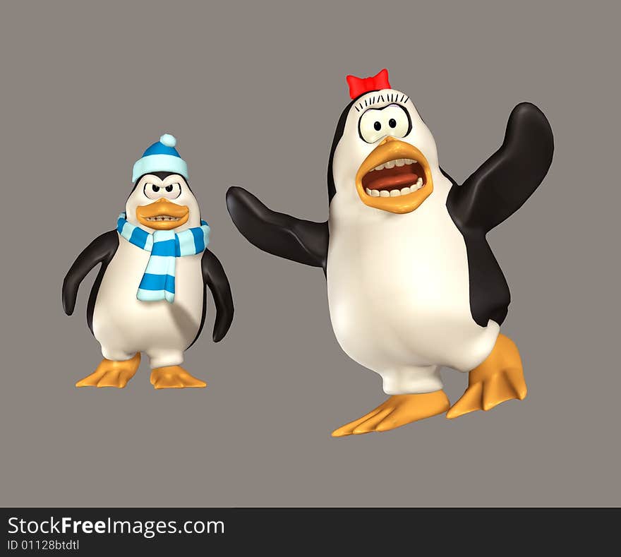 Cute 3d penguins for your artistic creations and/or projects