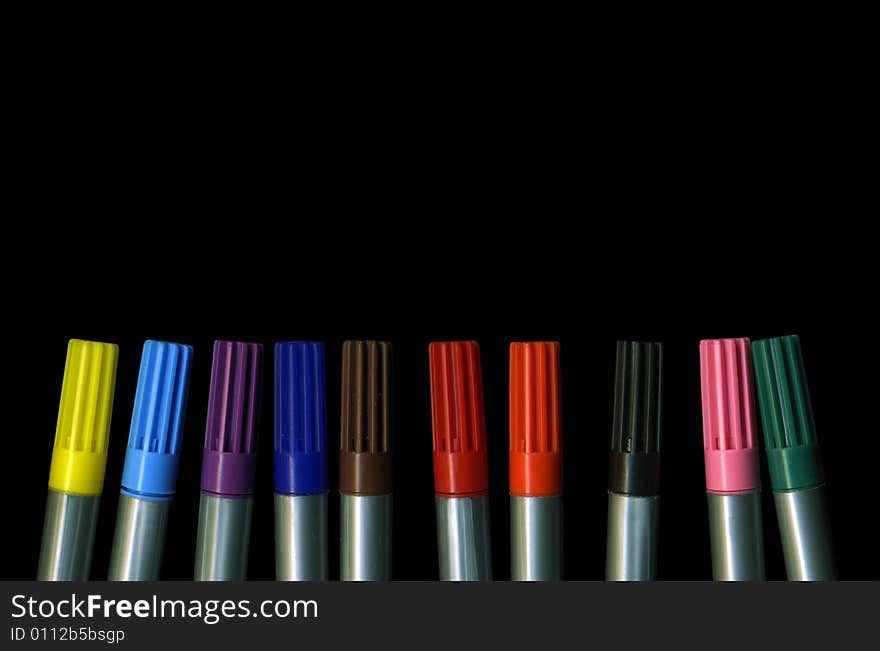 Series of felt tip pen in different colors