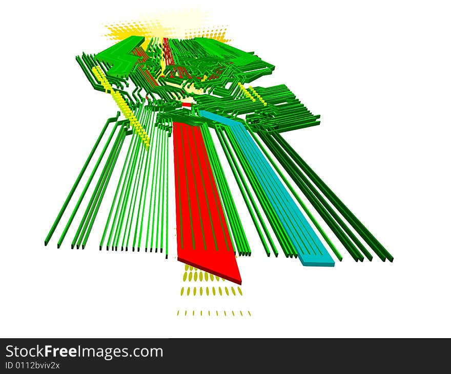 Electronic World and electronic scheme - 3d vector. Electronic World and electronic scheme - 3d vector