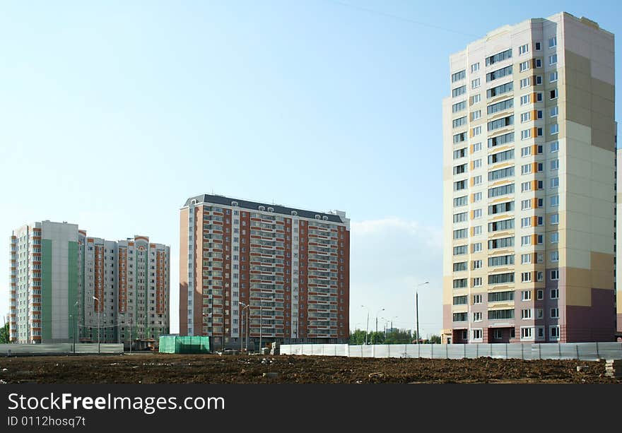 New buildings are in the new district of Moscow. New buildings are in the new district of Moscow