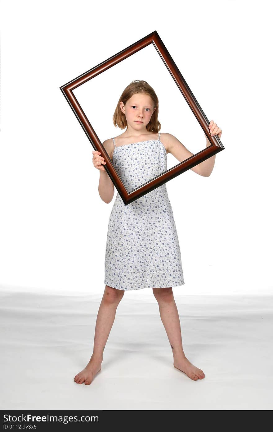 Girl In Dress With Frame Around Her Face