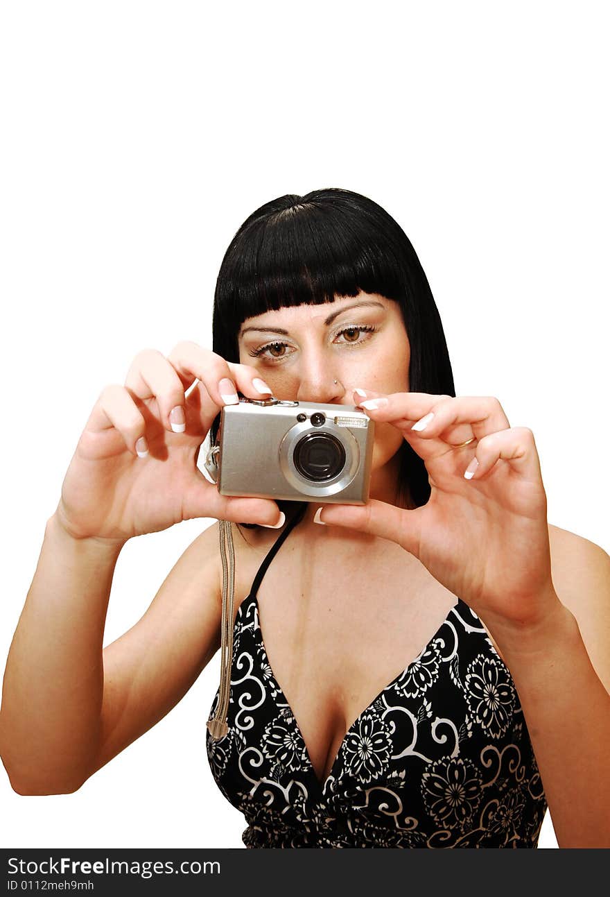 Young woman taking pictures.