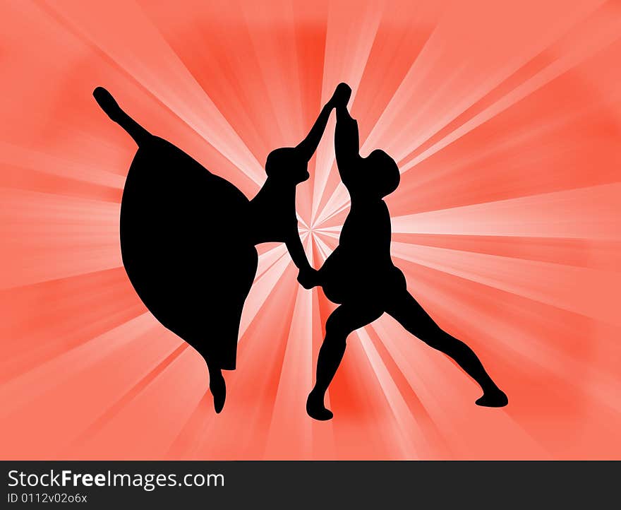 Couple dancing together on colorful background