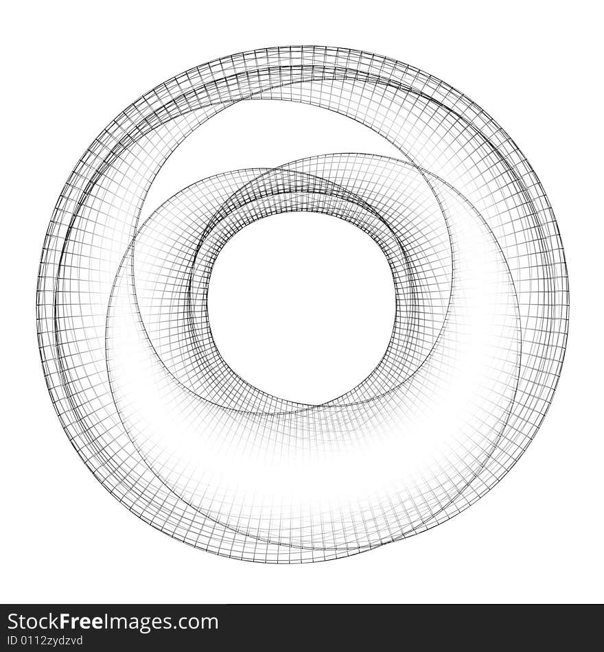 Abstract 3d render mobius ring isolated on white background