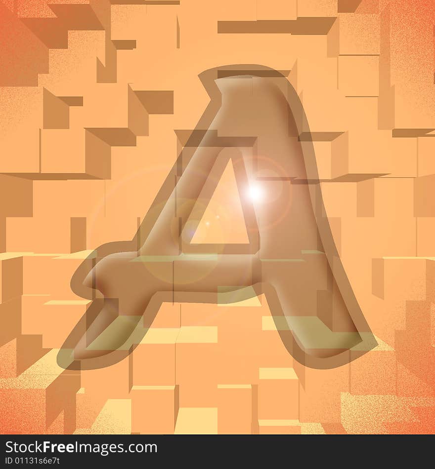 Computer generated illustration of the letter A. Computer generated illustration of the letter A