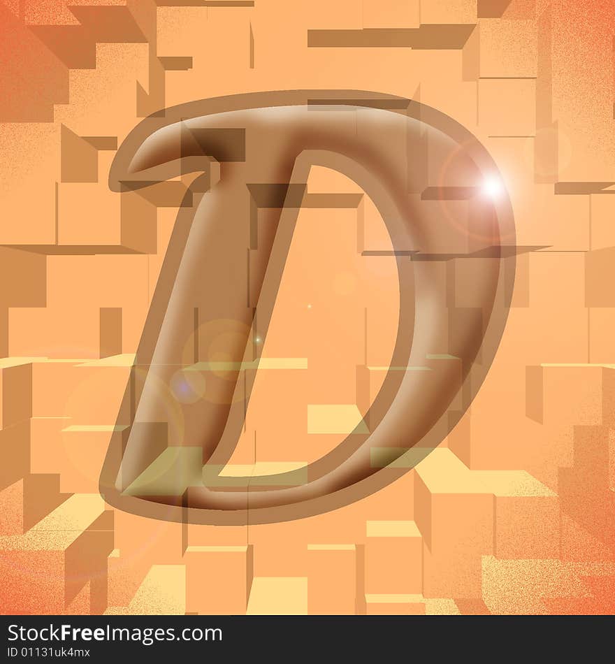 Computer generated illustration of the letter D. Computer generated illustration of the letter D