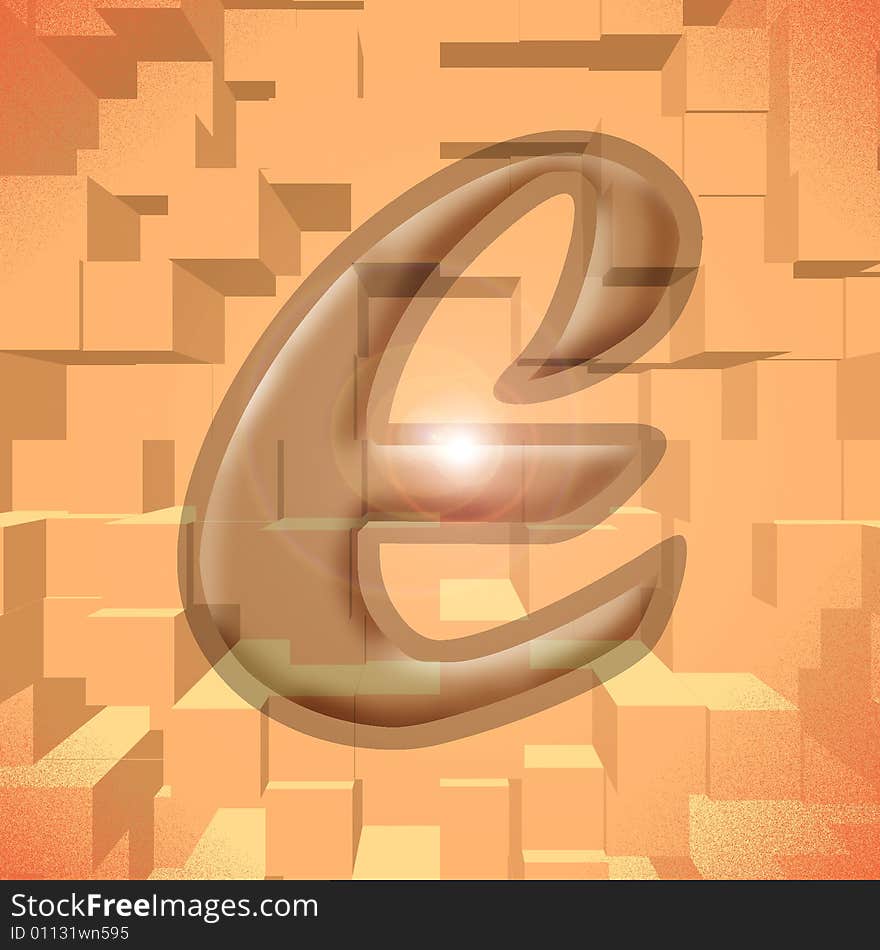 Computer generated illustration of the letter E. Computer generated illustration of the letter E