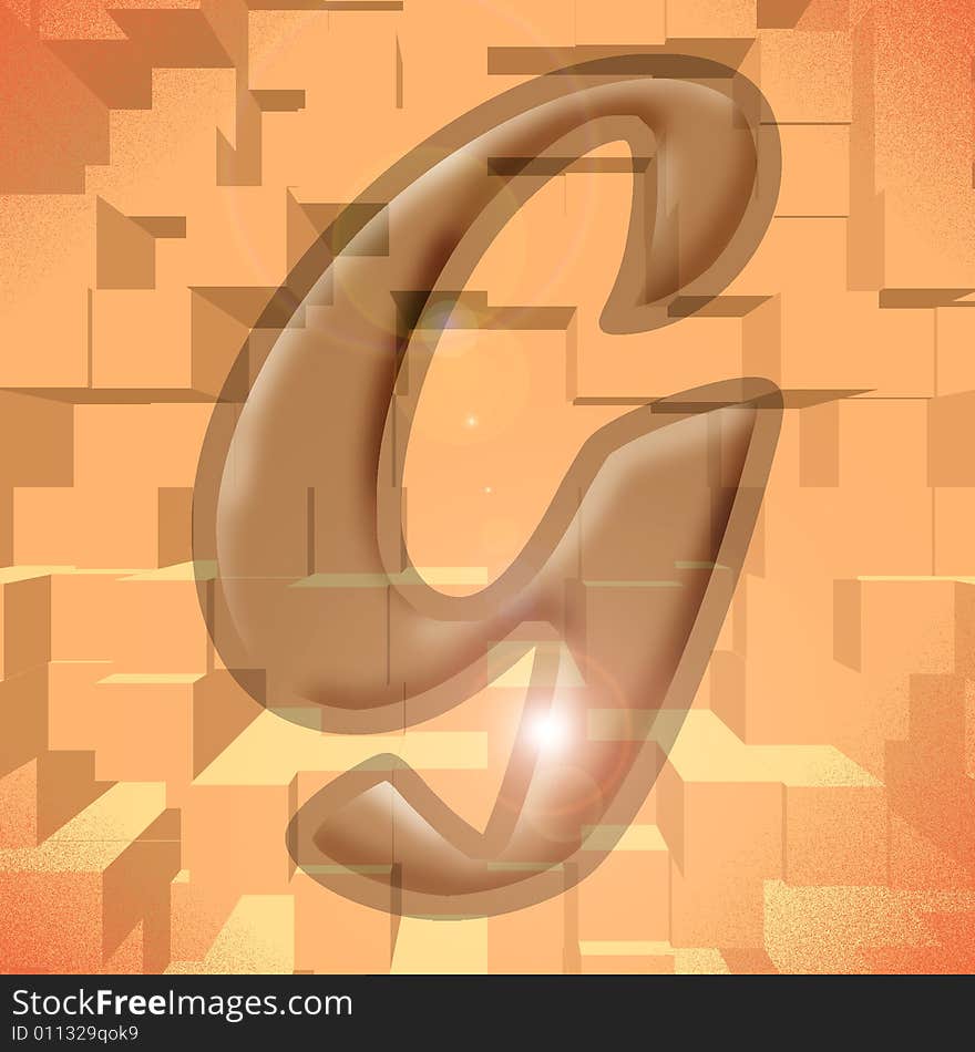 Computer generated illustration of the letter G. Computer generated illustration of the letter G