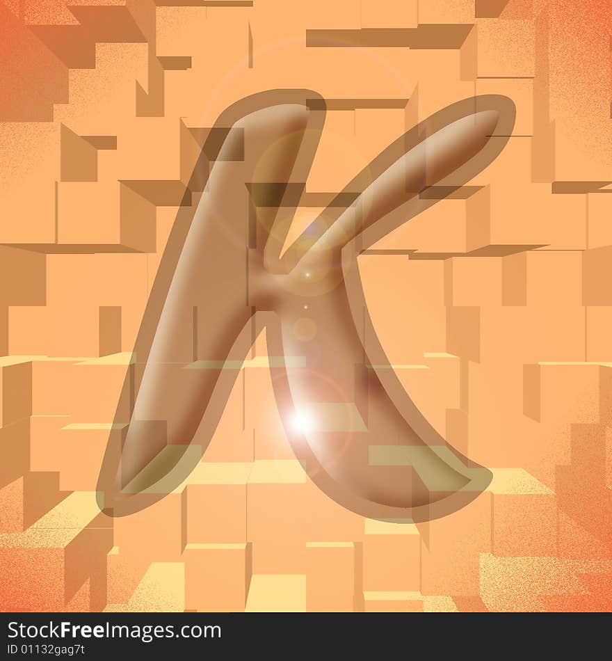 Computer generated illustration of the letter K. Computer generated illustration of the letter K