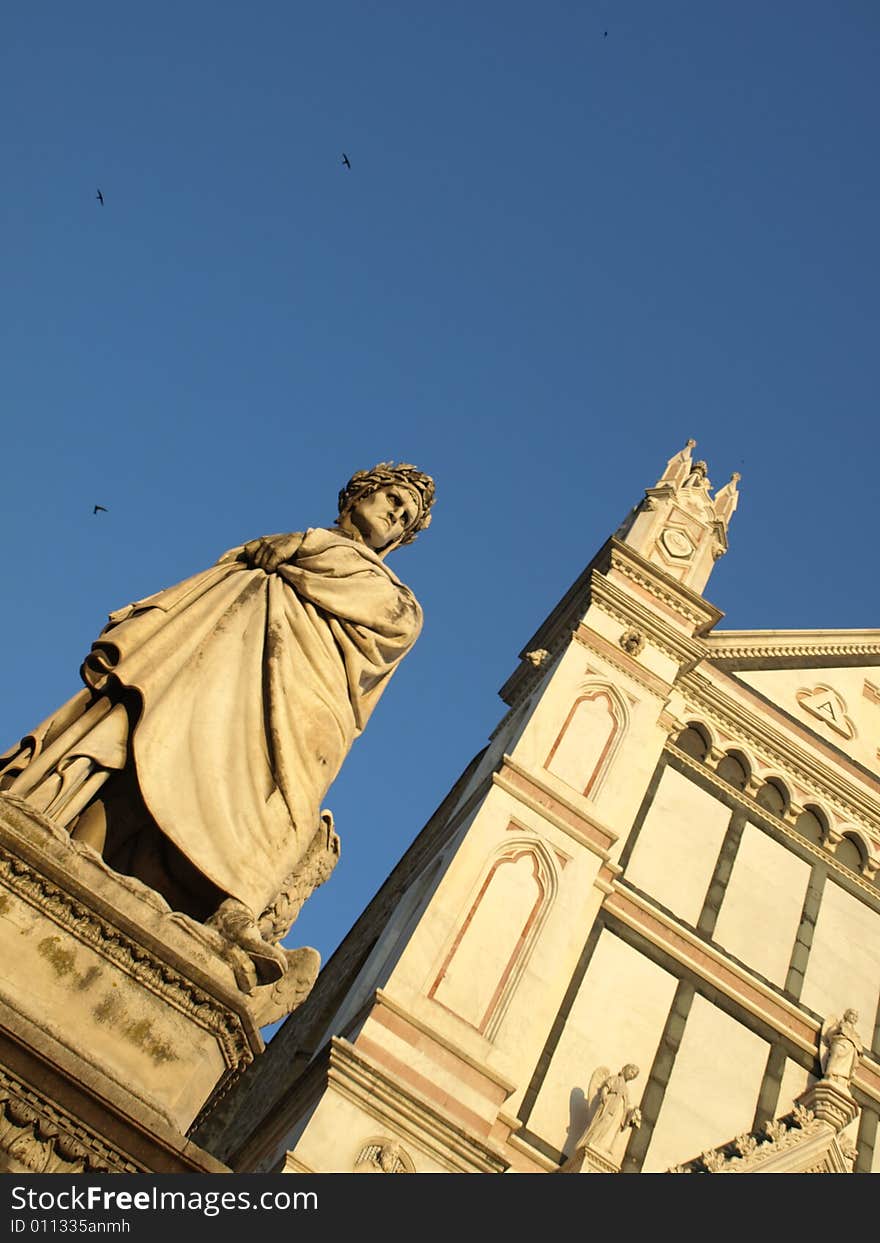 Dante Alighieri statue in Florence -Italy. Dante Alighieri statue in Florence -Italy