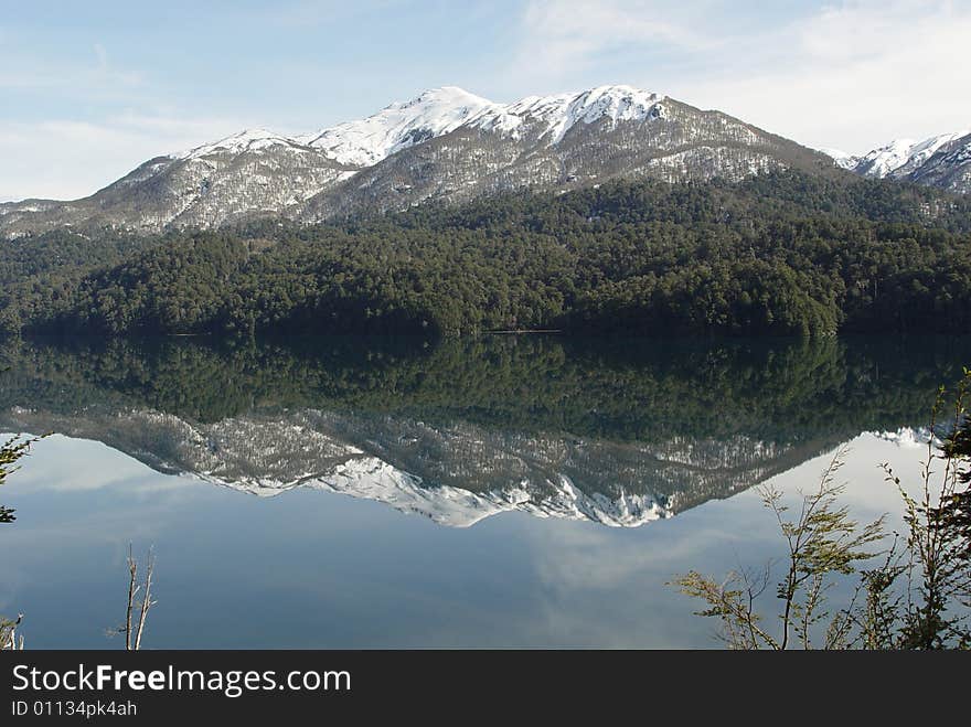 Reflected mountains on the lake