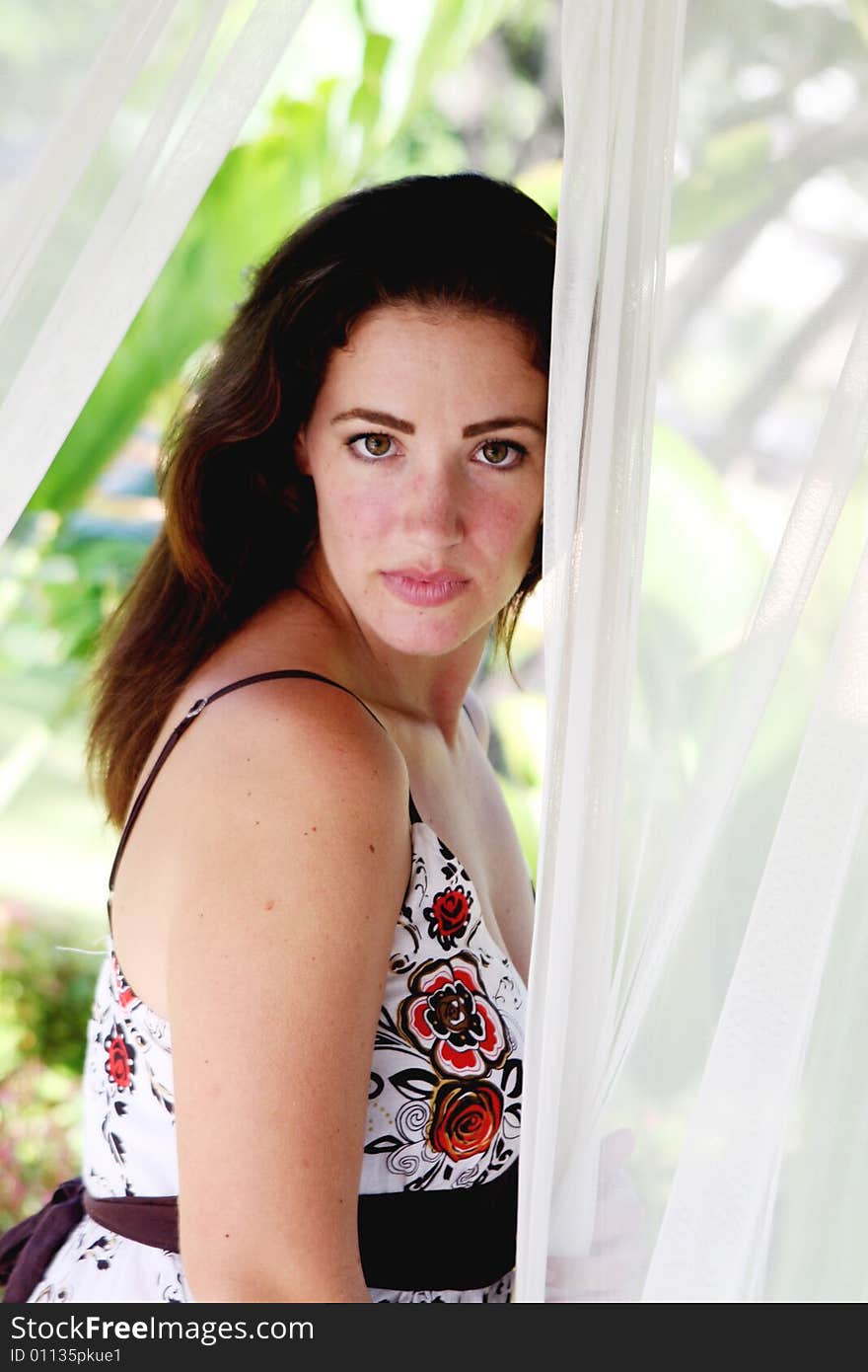 Portrait of a beautiful young brunette woman.