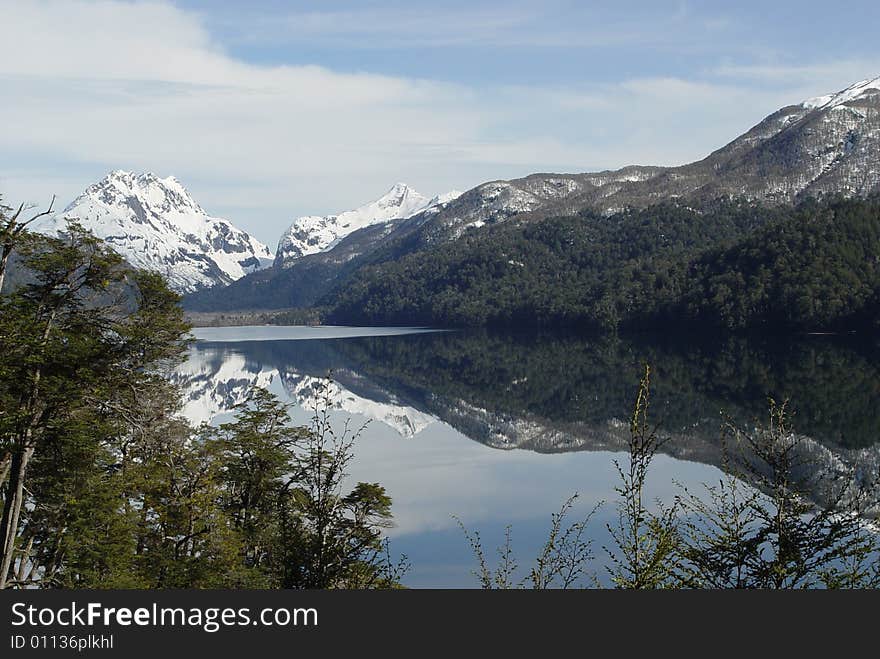 Reflected mountains on the lake