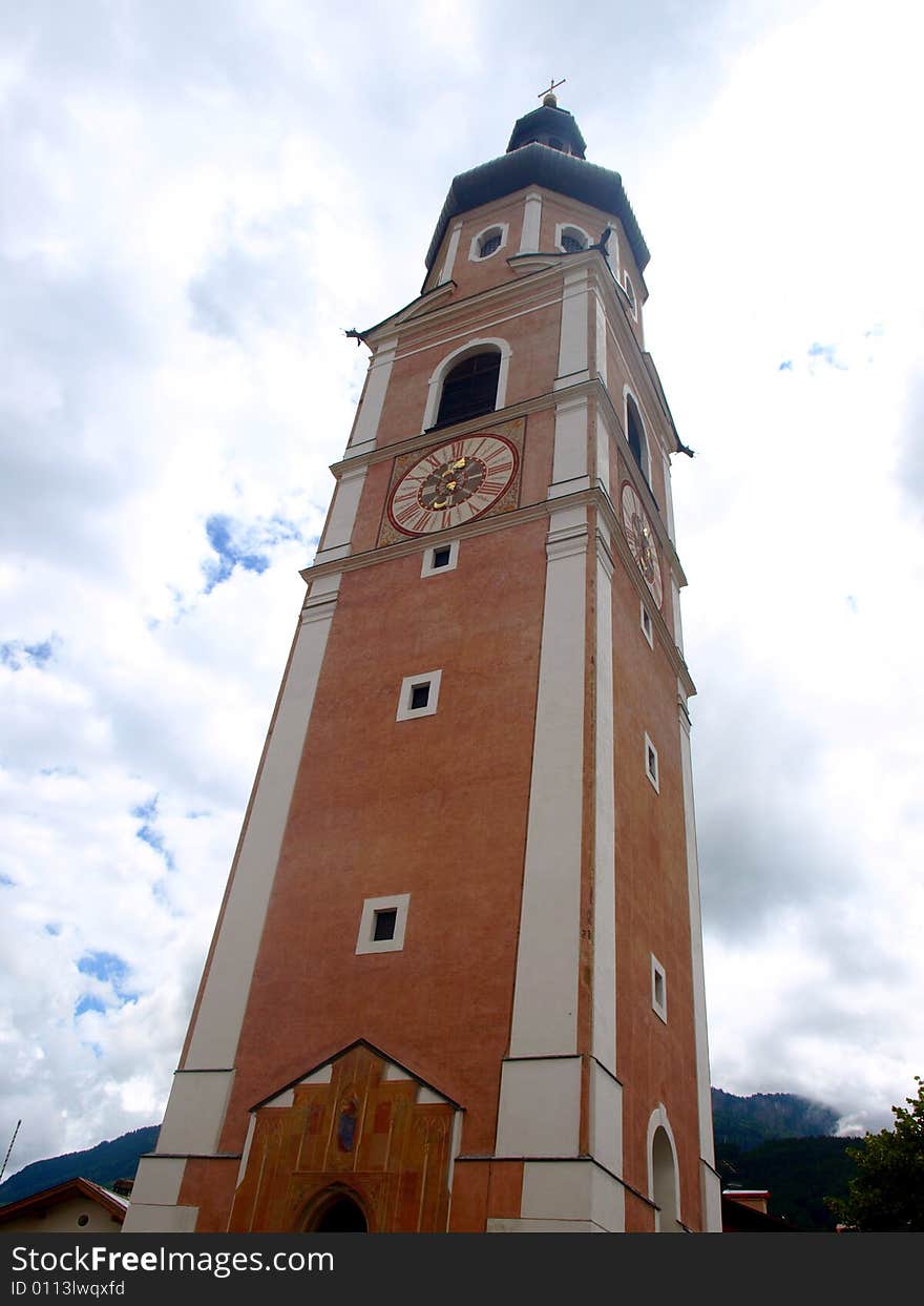 A wonderfull image of the Castelrotto belltower in Sud Tyrol