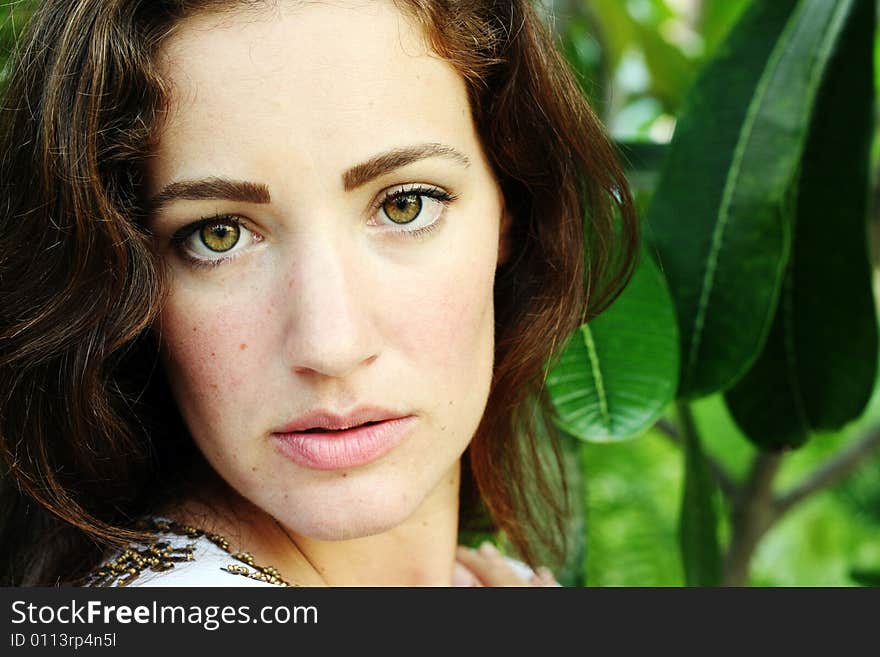 Close-up portrait of a beautiful woman.