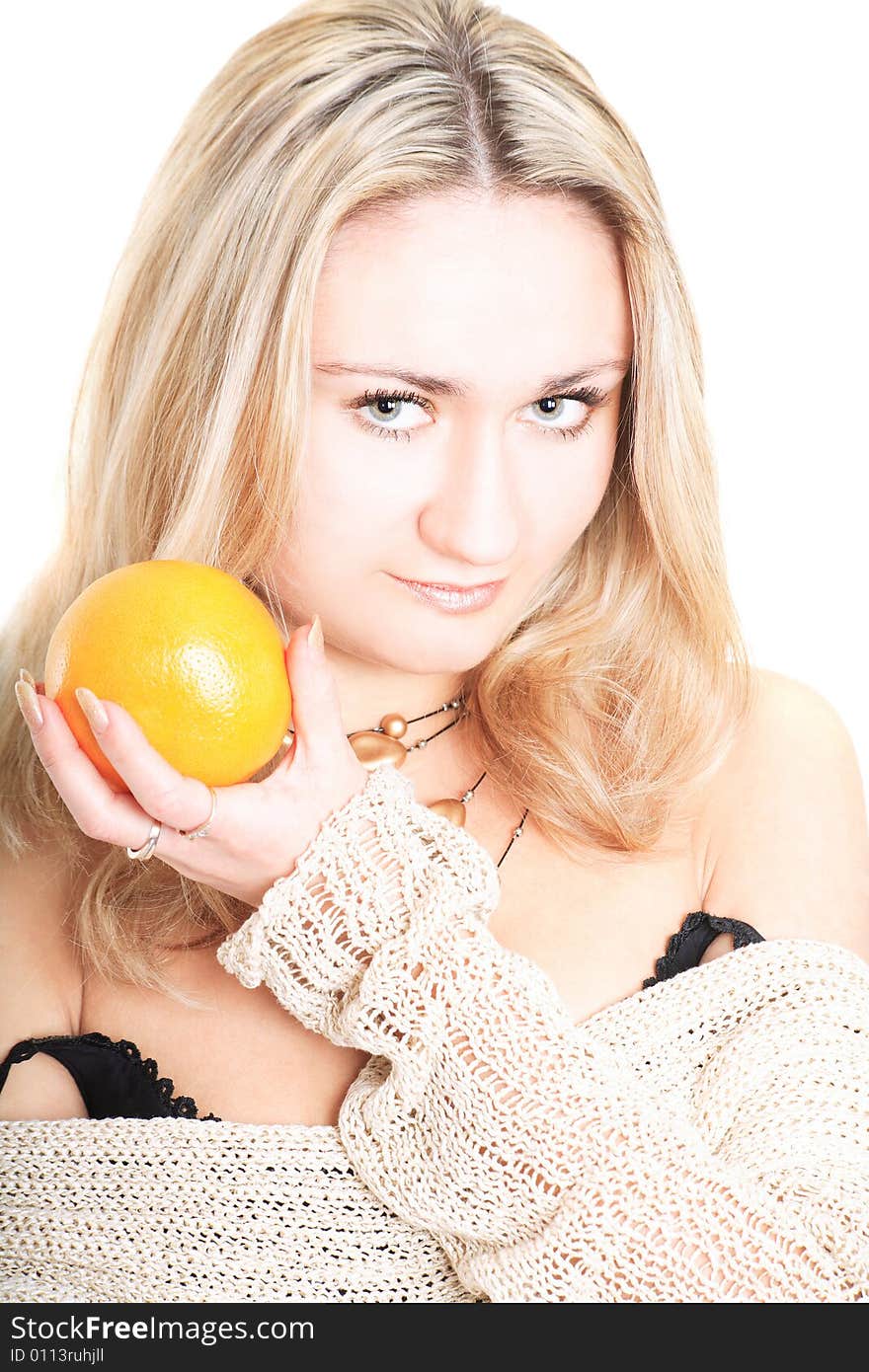 Lovely Blonde With An Orange