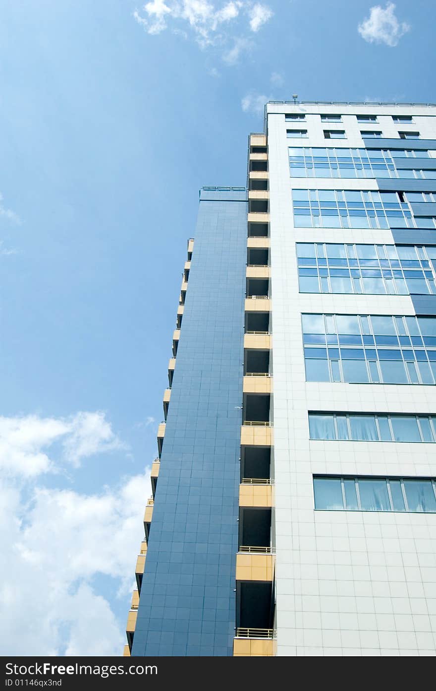 Business center, blue sky and clouds