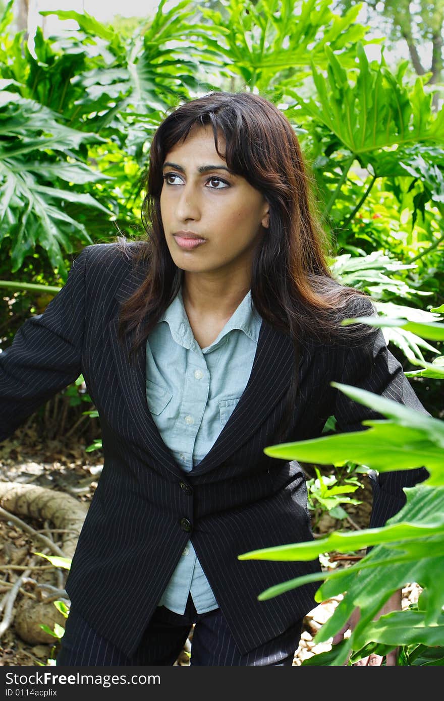 Young woman in nature scene.