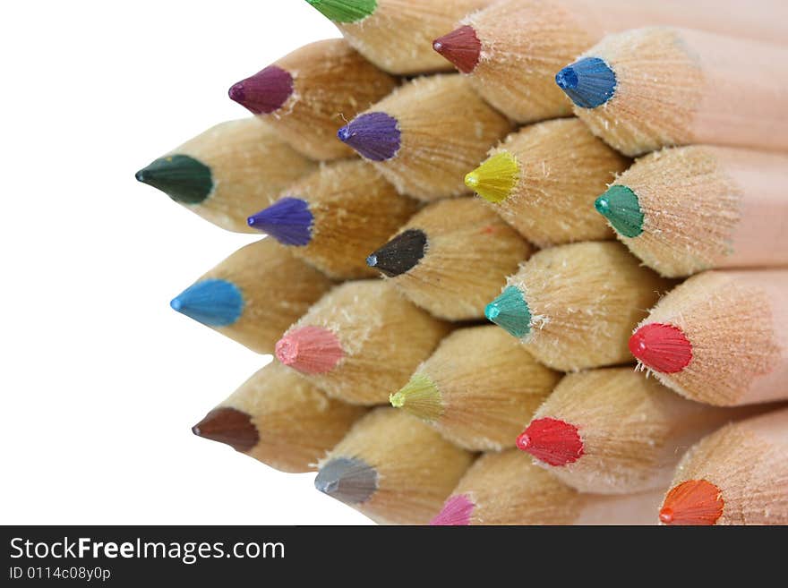 Coloured pencils isolated on white background