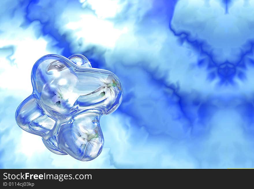 Water drop on a background of the cloudy sky, executed in the 3D-editor. Water drop on a background of the cloudy sky, executed in the 3D-editor