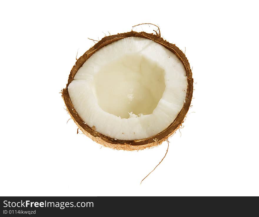 Coconut on the white background