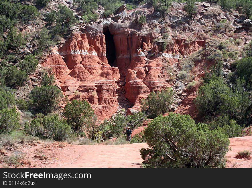 Cave entrance in the Palo Duro Canyon. Cave entrance in the Palo Duro Canyon.