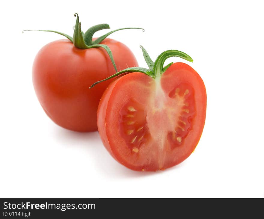 Tomato isolated on white background.