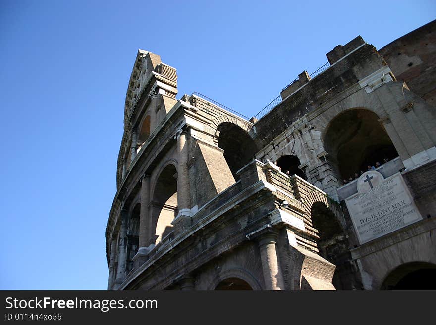 The ancient Roman Colosseum in Rome, Italy. The ancient Roman Colosseum in Rome, Italy.