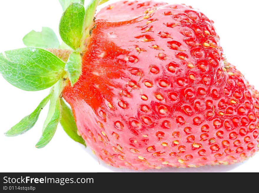 Close-up of ripe strawberry, isolated on white. Close-up of ripe strawberry, isolated on white