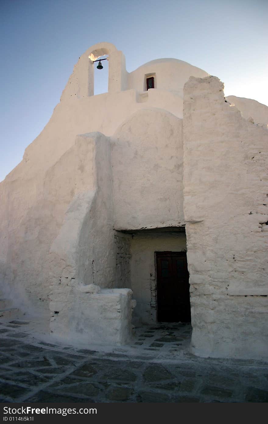 The famous White Church on Mykonos in the Greek Islands