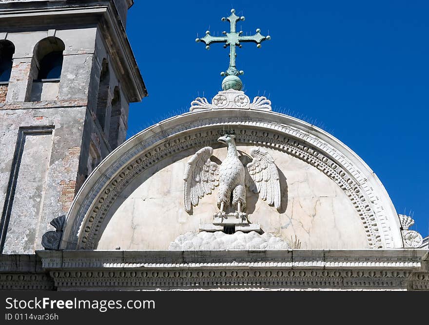 A detail of facade with Image of eagle