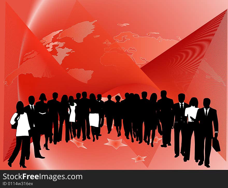 Illustration of business people and abstract