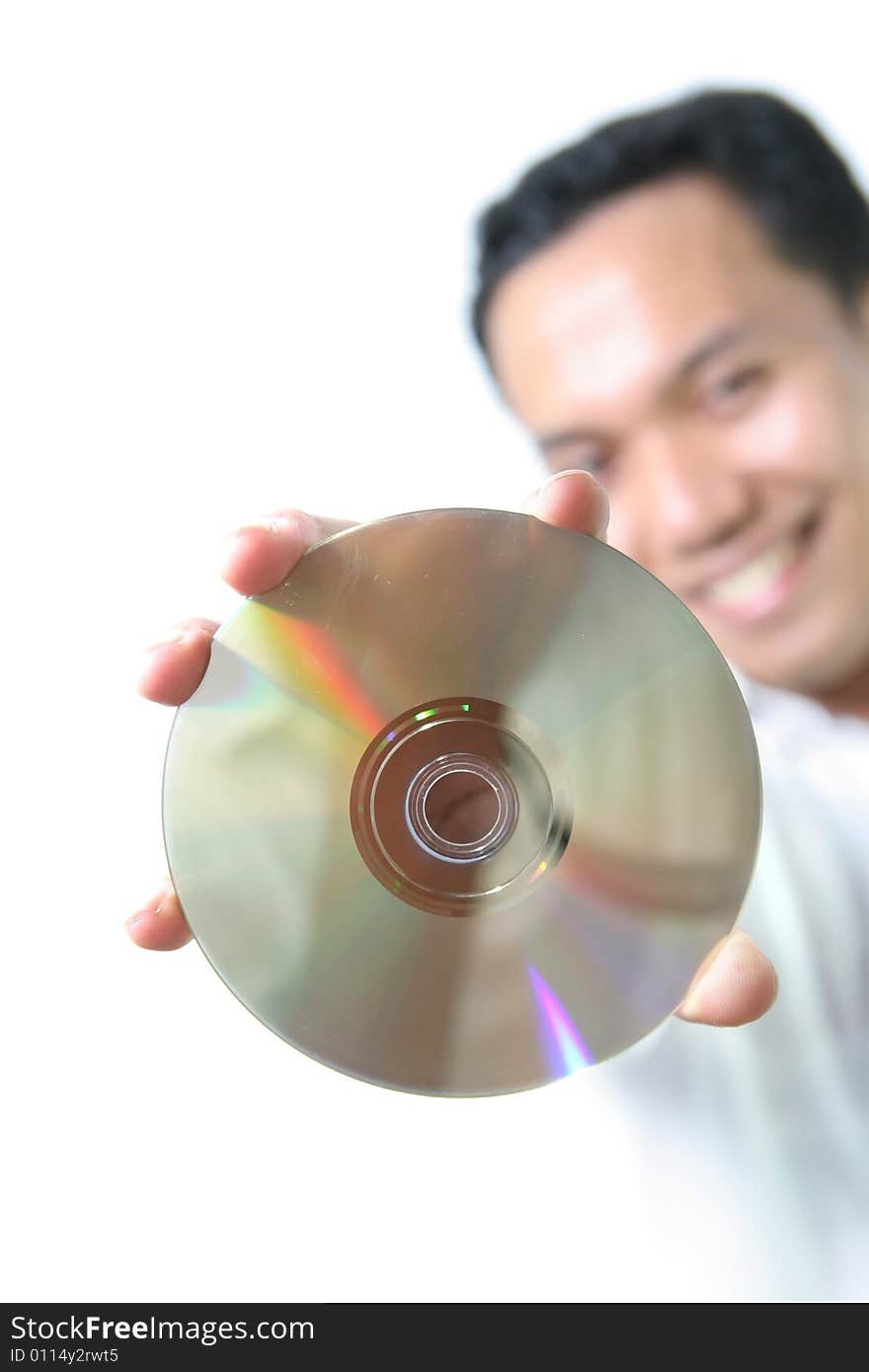 Man with optical disc storage