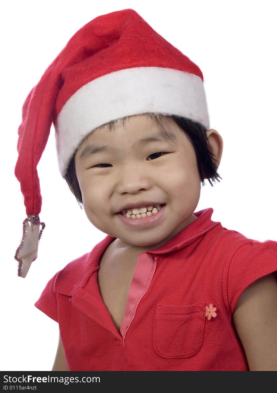 Portrait of a little girl  with santa hat. Portrait of a little girl  with santa hat