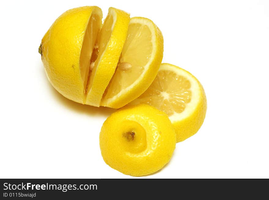 Parts of a yellow lemon