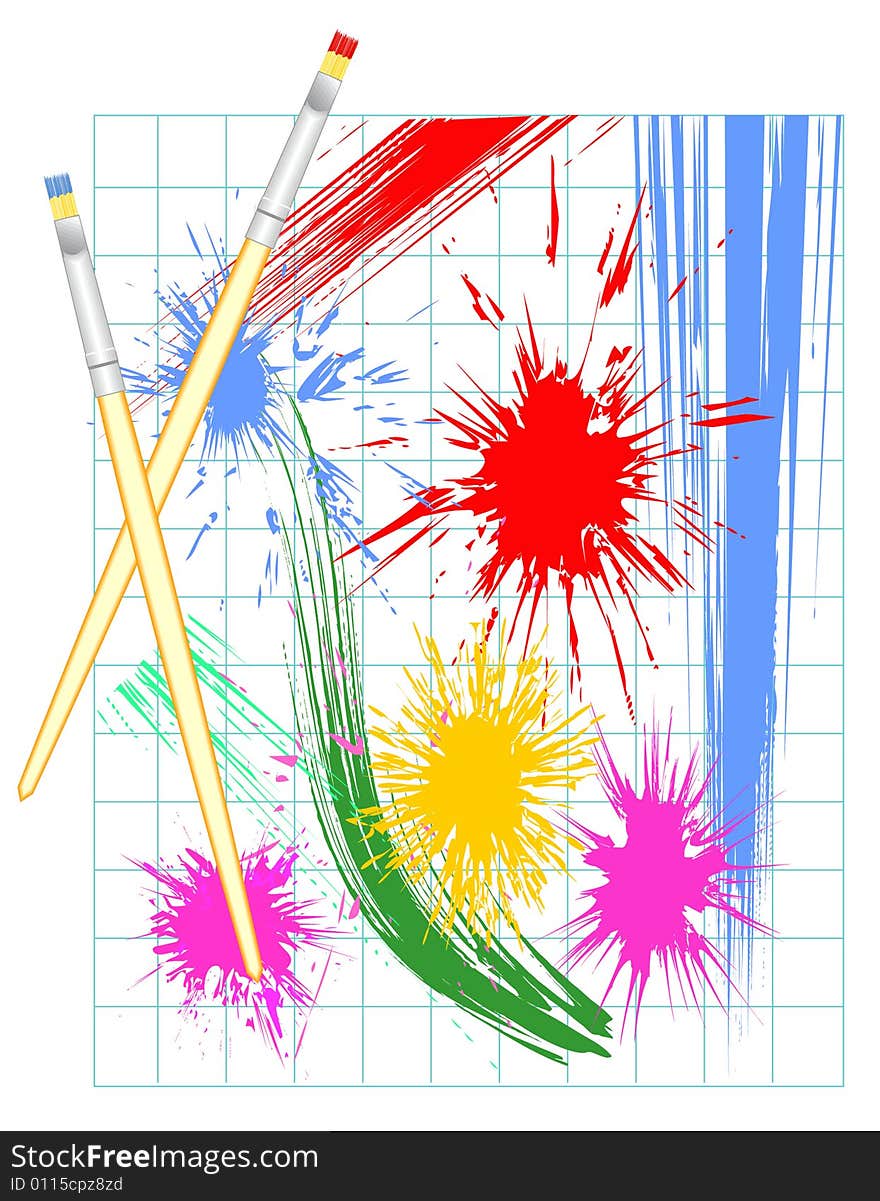 Varicoloured reckless smears and stains on paper from notebook. Varicoloured reckless smears and stains on paper from notebook