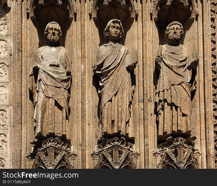 France Rouen: the gothic Cathedral of Rouen. The Norman cathedral contains the tomb of Richard the Lion heart. Detail of the facade