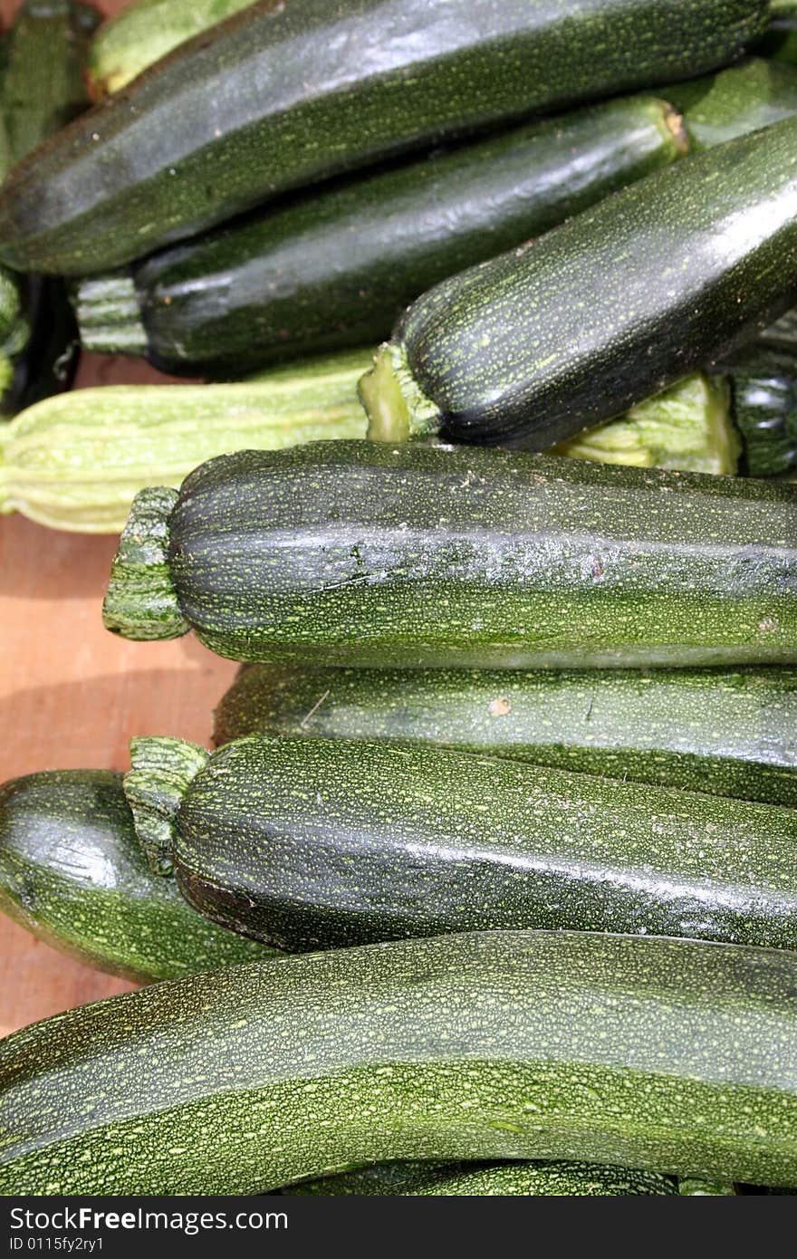 Young zucchini at a farmers' market. Young zucchini at a farmers' market