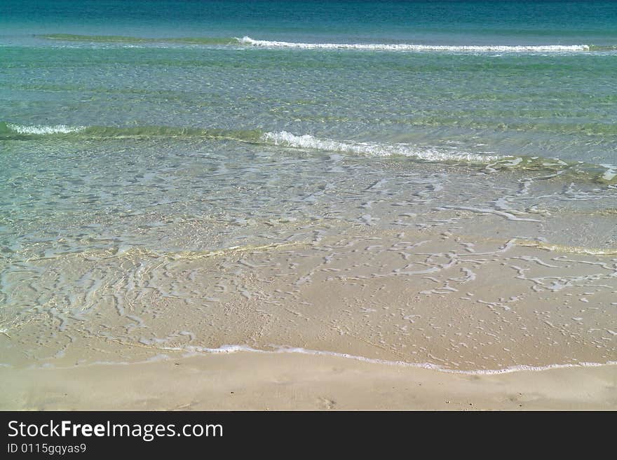 Exotic beach under a blue sky. Exotic beach under a blue sky