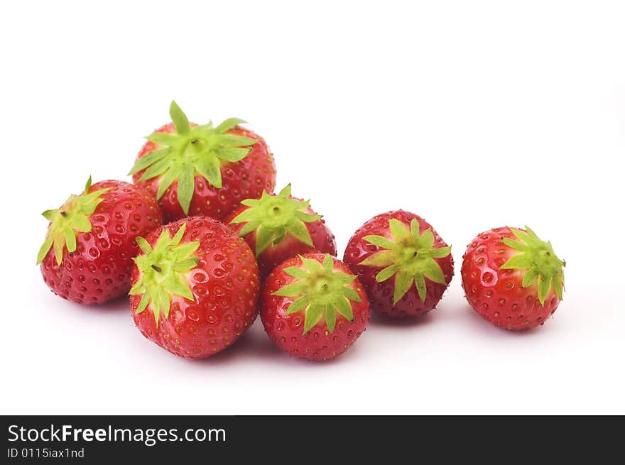 Healthy and ripe group of red strawberries