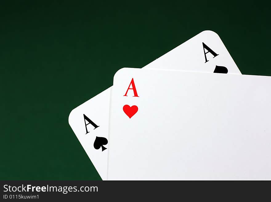 Two aces in a texas hold em game. Two aces in a texas hold em game.