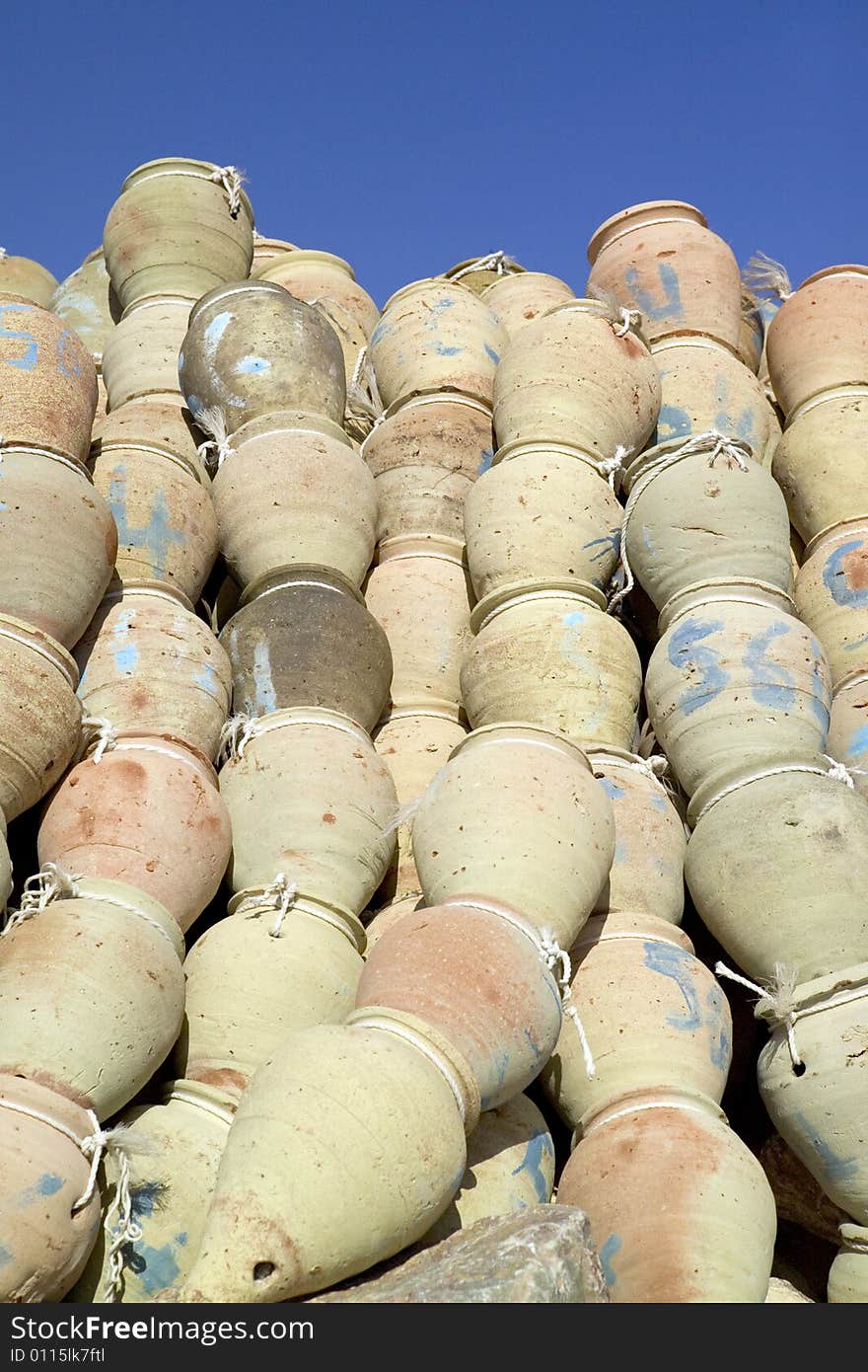 Stack of different kind of amphoras