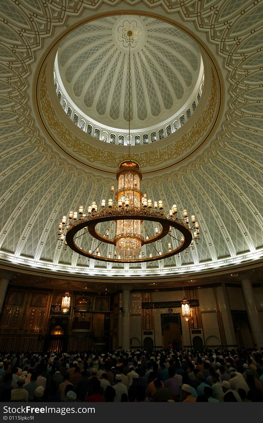 Chandelier and decorated ceiling