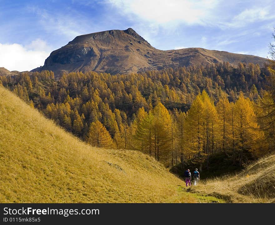 Mountain Landscapes with two excursionist