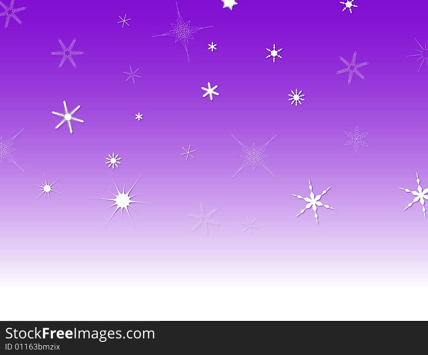 Violet white desktop background with snowflakes.